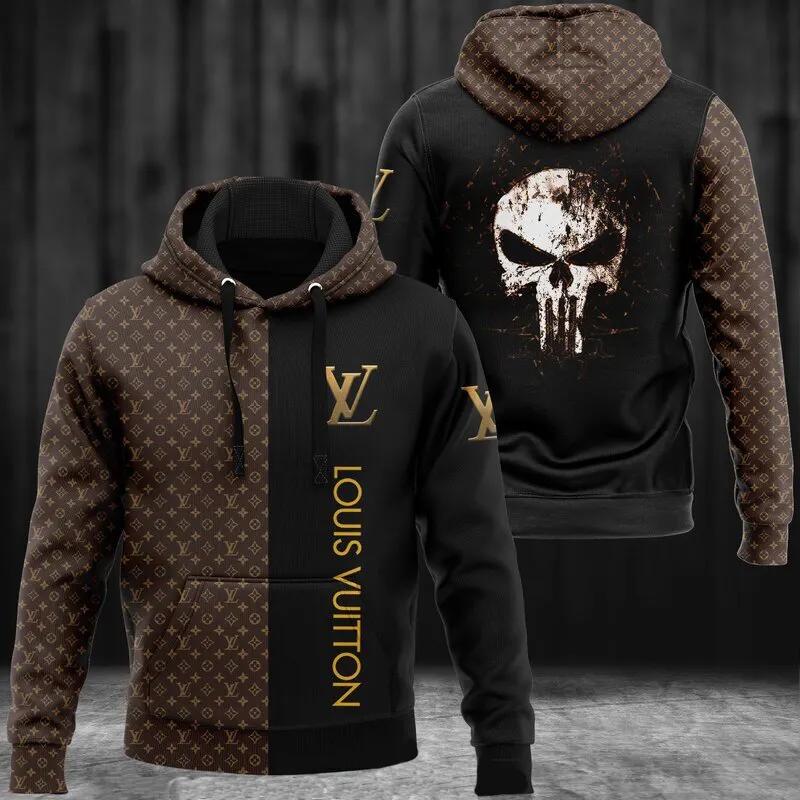 Louis vuitton skull hoodie lv luxury clothing clothes outfit for men Hoodie 3D