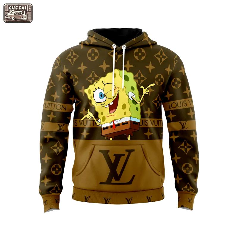 Louis vuitton spongebob squarepants brown unisex hoodie outfit for men women luxury brand clothing special gift Hoodie 3D