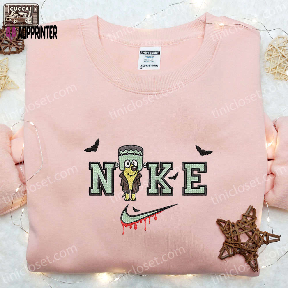Lucky halloween x nike embroidered hoodie & bluey disney shirt: unique nike inspired embroidered shirts Embroidered Shirt