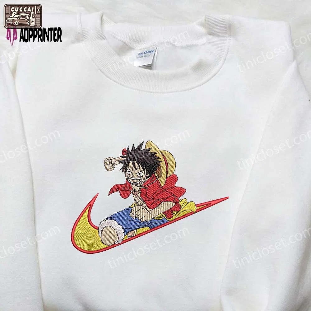 Luffy nike embroidered shirt: one piece x anime collaboration Embroidered Shirt