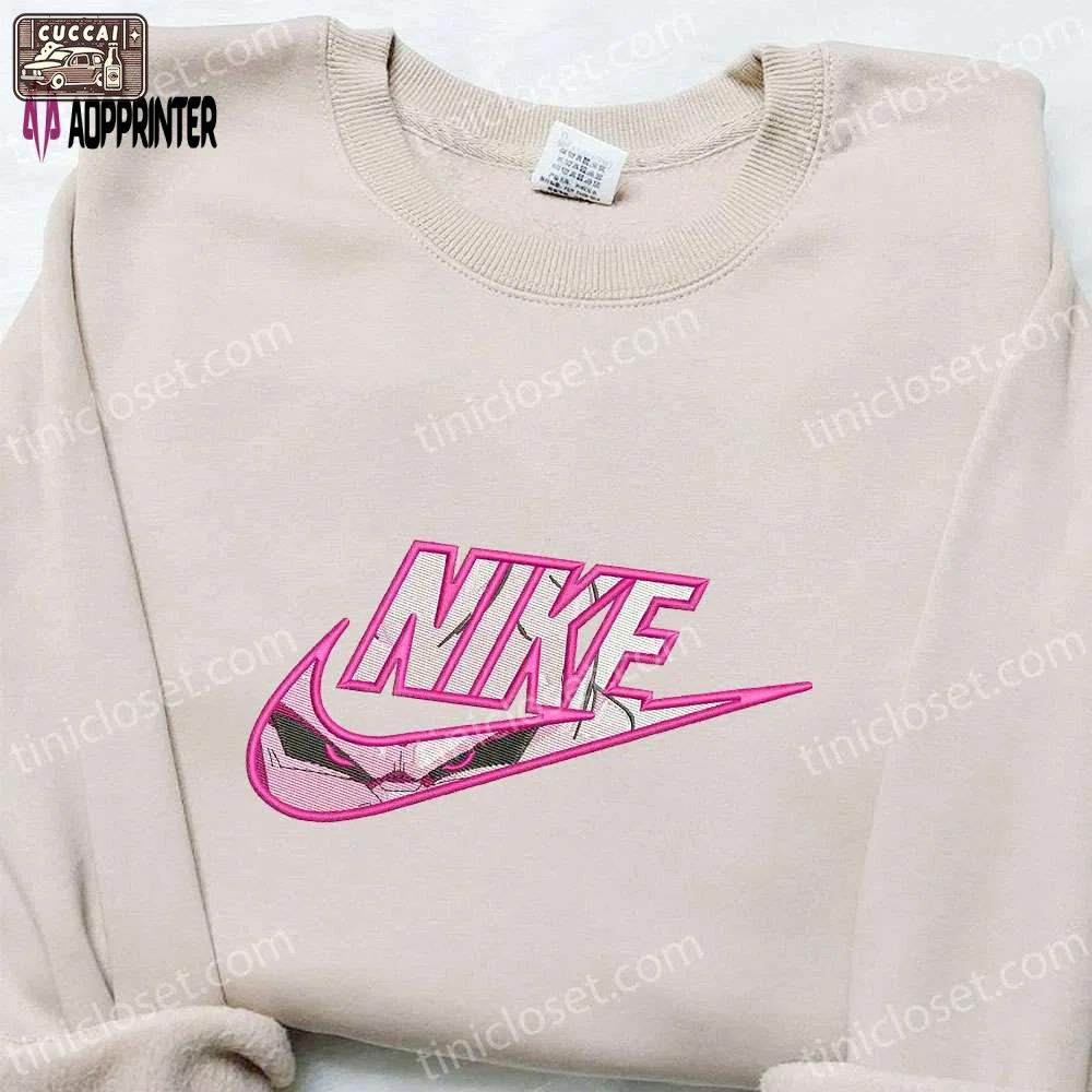 Majin buu x nike anime & dragon ball embroidered shirt: unique nike inspired design Embroidered Shirt