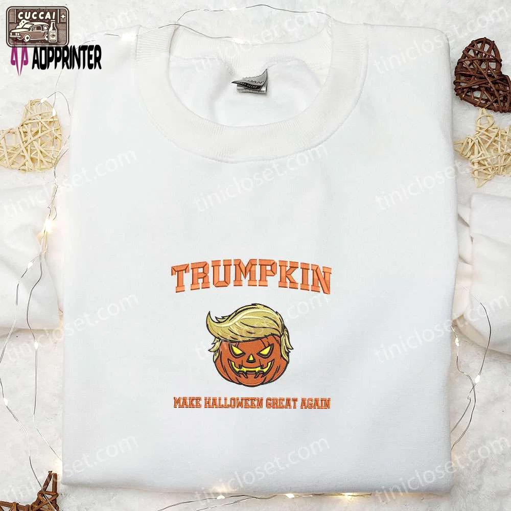 Make halloween great again with trumpkin embroidered shirt – funny & cool halloween attire Embroidered Shirt