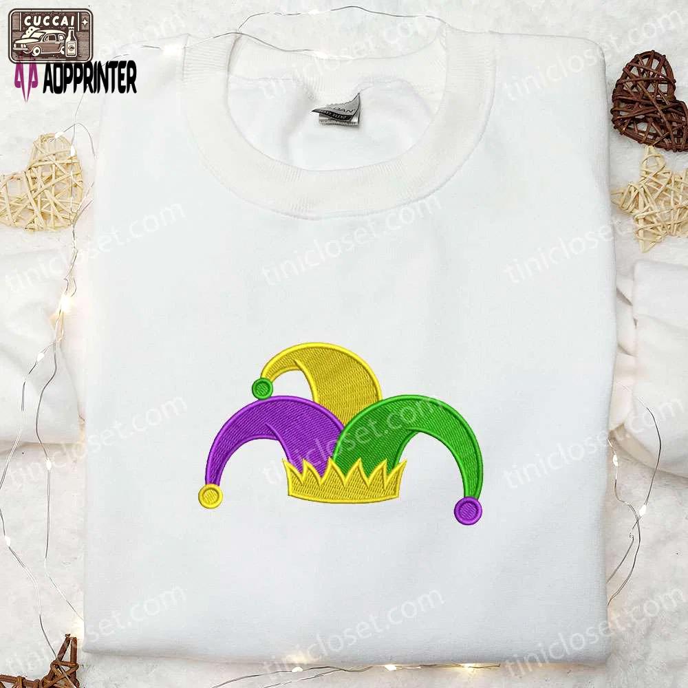 Mardi gras jester hat shirt & holiday hoodie – best gift ideas! Embroidered Shirt
