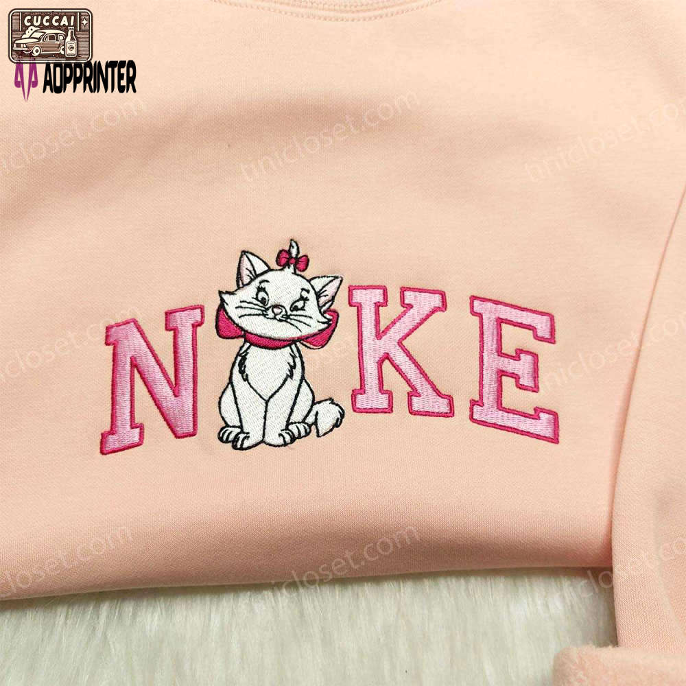 Marie cat nike embroidered sweatshirt – disneyland family shirts & nike inspired hoodie Embroidered Shirt