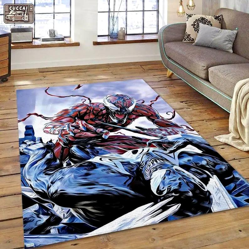 Marvel comics carnage battle with venom area rug living room Rectangle Rug