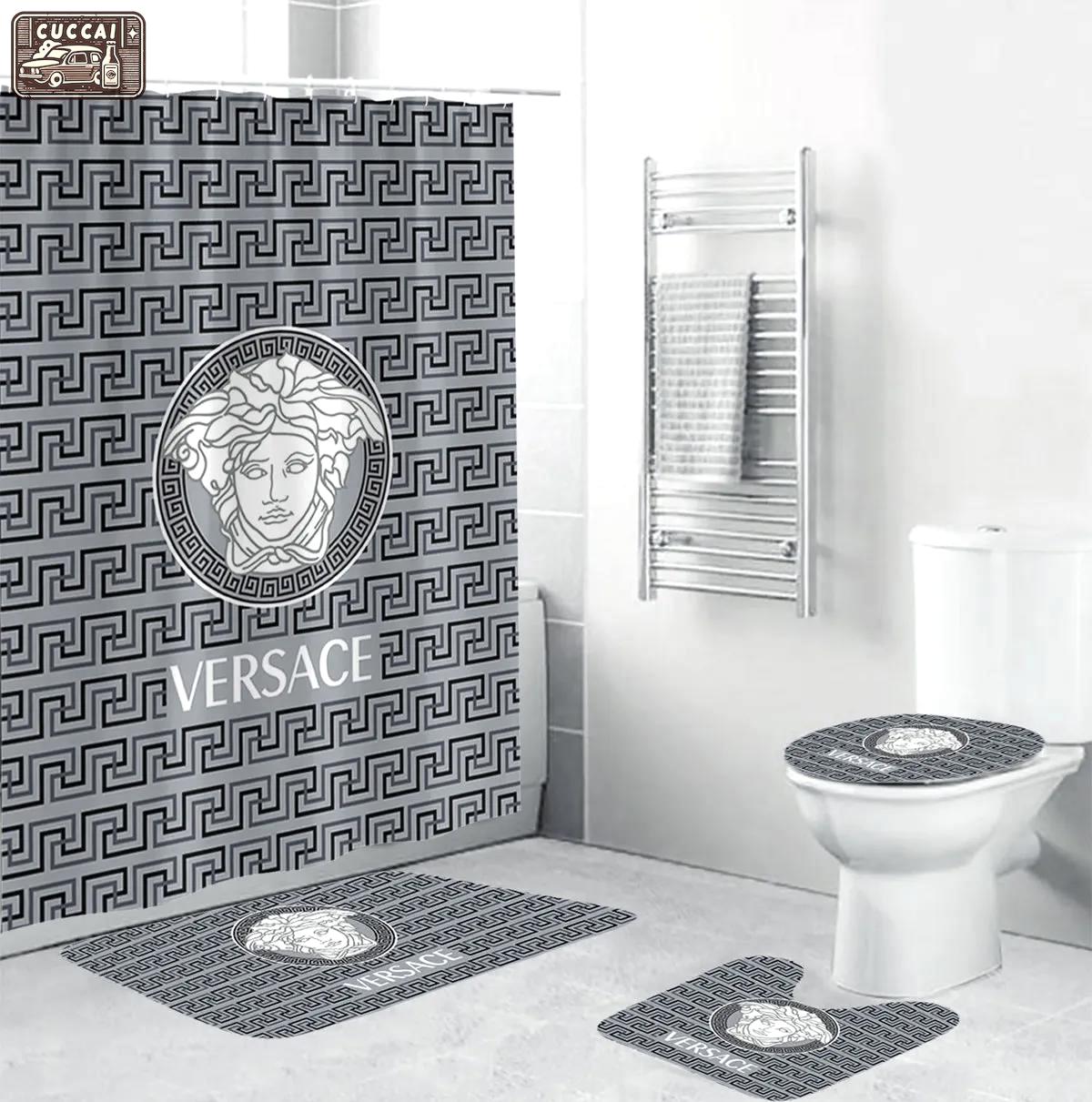 Medusa grey versace home decor bath mat bathroom sets luxury fashion brand hypebeast Bathroom Set