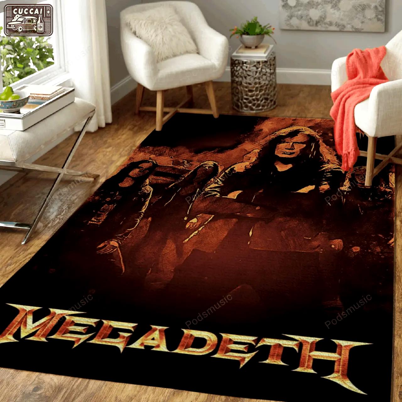 Megadeth music artwork art for fans area rug living room carpet rug regtangle carpet floor decor home decor Rectangle Rug