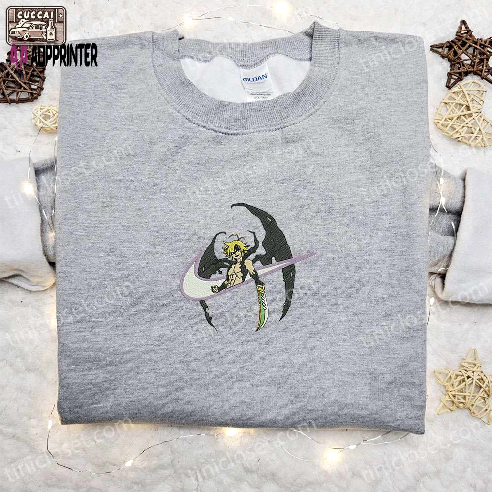 Meliodas x nike swoosh anime tshirt: seven deadly sins embroidered shirt nike inspired Embroidered Shirt