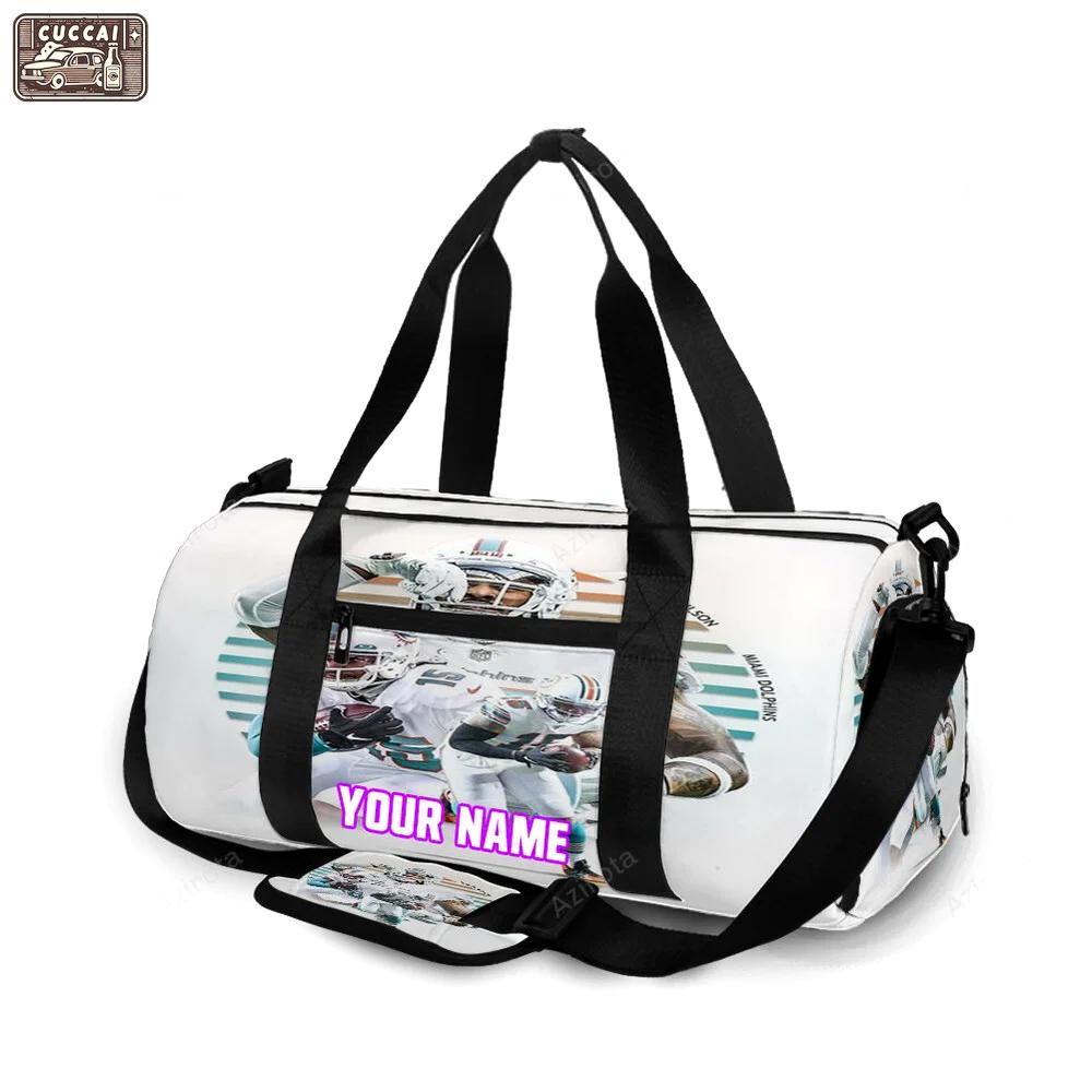 Miami dolphins albert wilson1 personalized name travel bag gym bag 930 Travel Bag