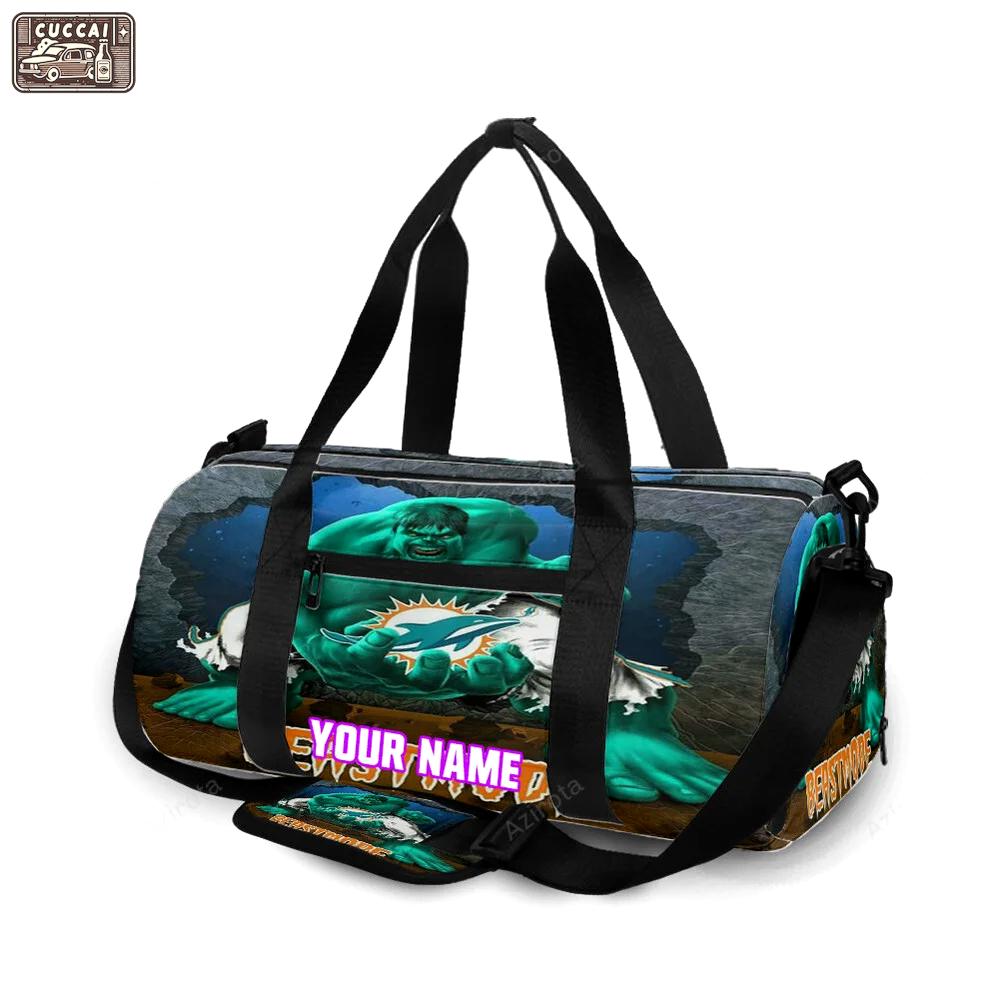 Miami dolphins best mode personalized name travel bag gym bag 808 Travel Bag