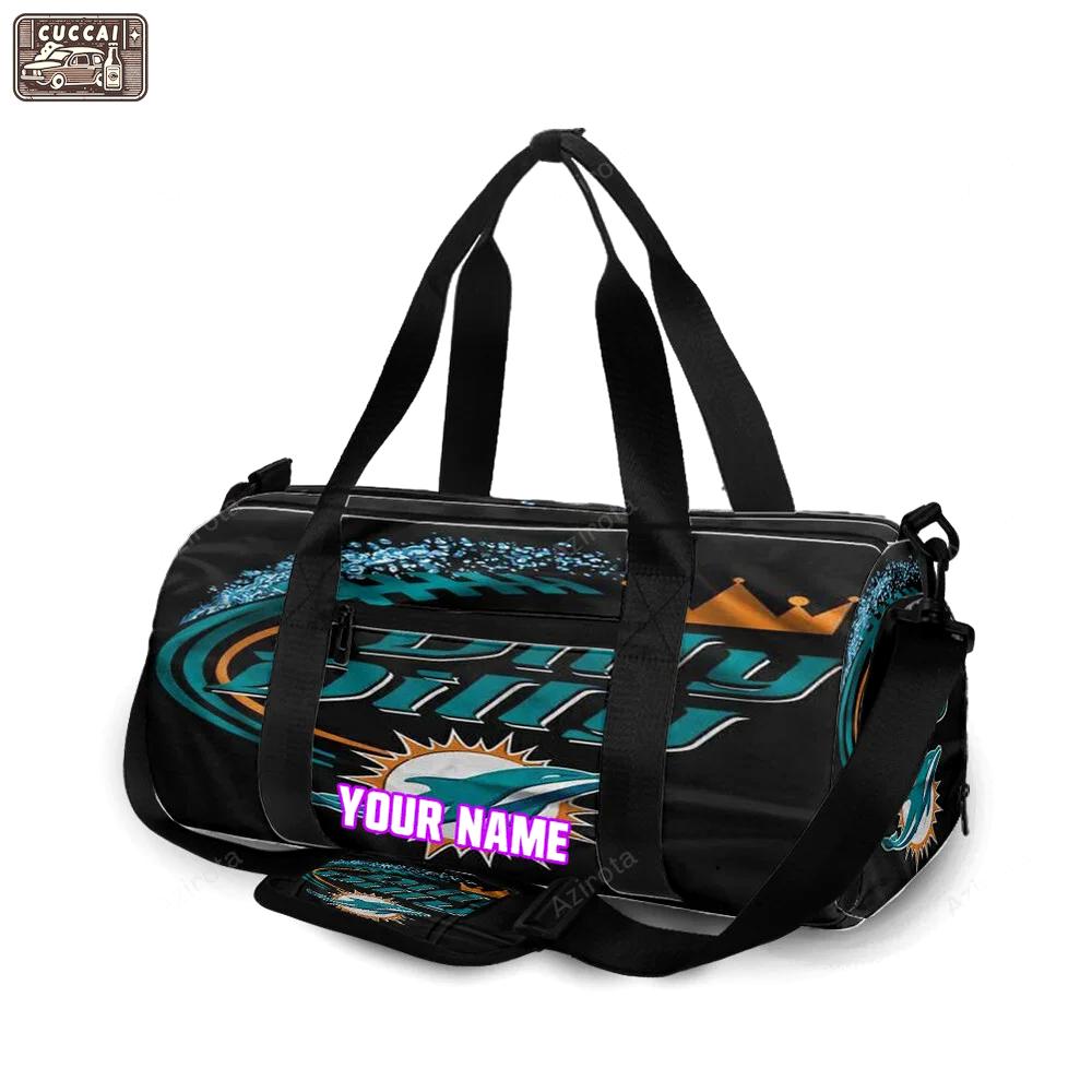 Miami dolphins dilly dilly personalized name travel bag gym bag 280 Travel Bag
