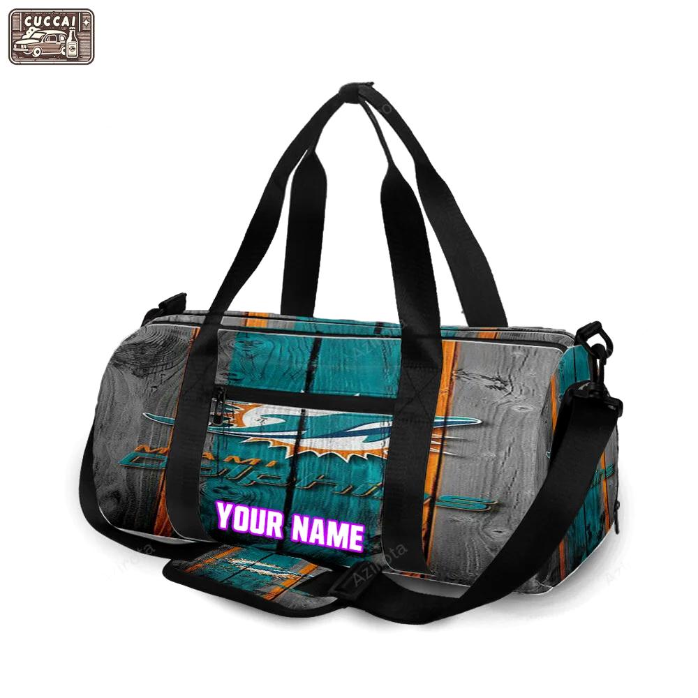 Miami dolphins logo 3 personalized name travel bag gym bag 647 Travel Bag