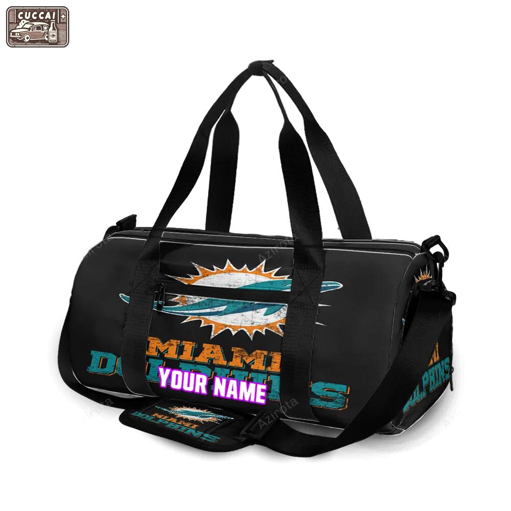 Miami dolphins logo art illustration 2 personalized name travel bag gym bag 1497 Travel Bag