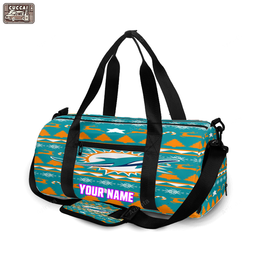 Miami dolphins logo pattern personalized name travel bag gym bag 2084 Travel Bag