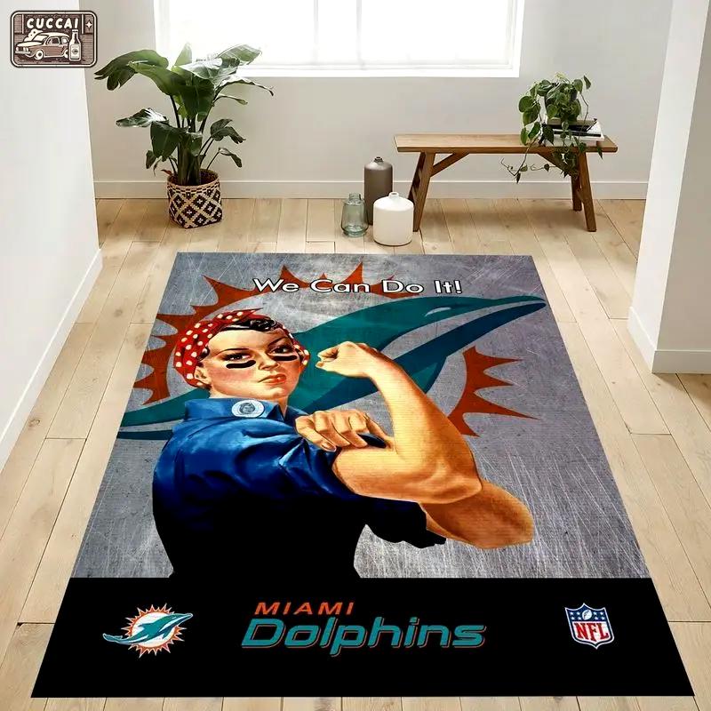 Miami dolphins nfl 20 living room and bed room rug rug regtangle carpet Rectangle Rug