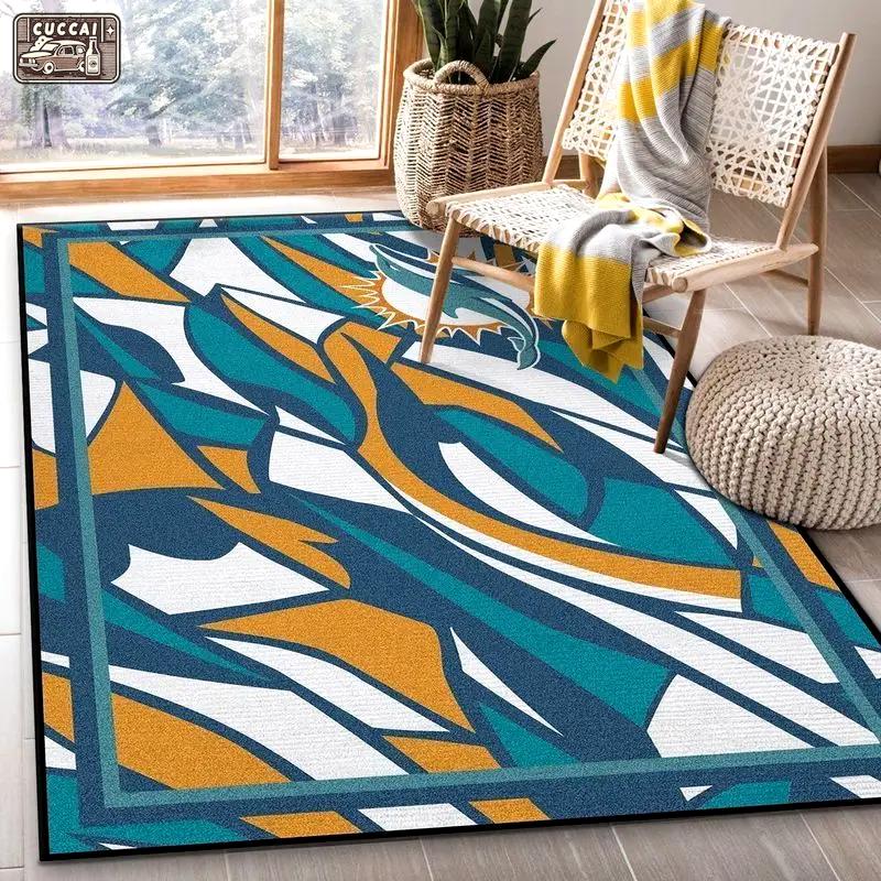 Miami dolphins nfl 37 area rug living room and bed room rug regtangle carpet Rectangle Rug