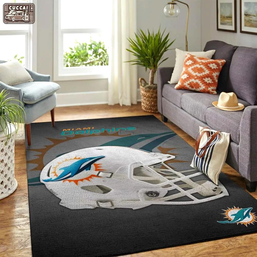 Miami dolphins nfl  helmet living room carpet sports rug regtangle carpet Rectangle Rug