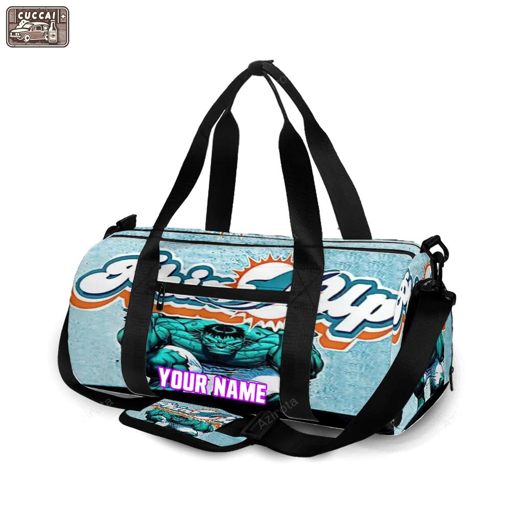 Miami dolphins phins up personalized name travel bag gym bag 1052 Travel Bag