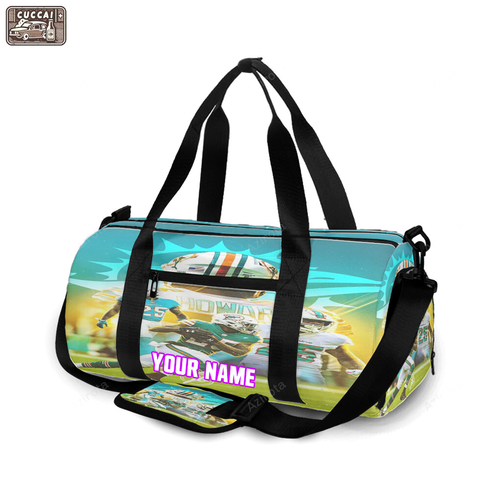 Miami dolphins xavien howard2 personalized name travel bag gym bag 1114 Travel Bag