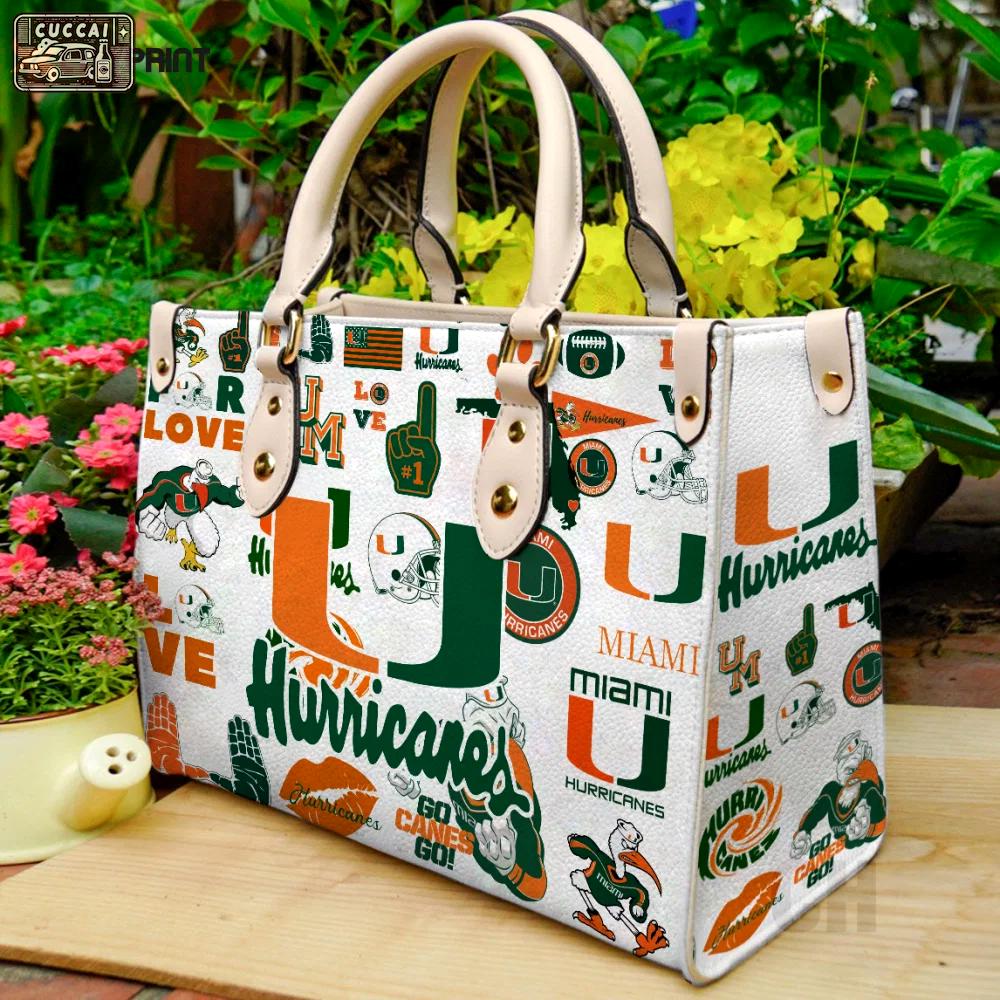 Miami hurricanes 1 leather handbag for women gift 2425 Women Leather Hand Bag