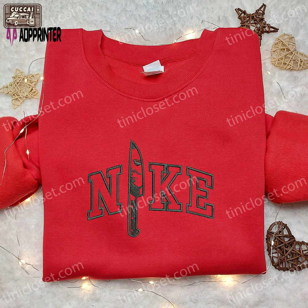 Michael myers knife x nike movie embroidered shirt – best halloween gift ideas Embroidered Shirt