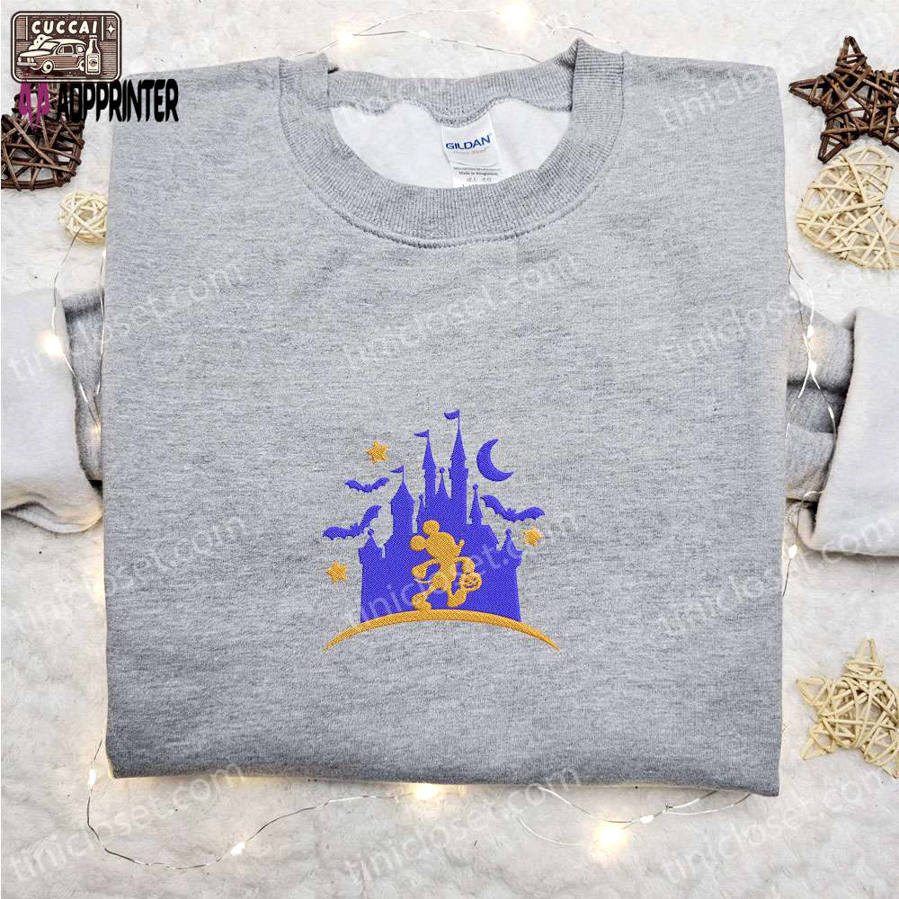 Mickey mouse castle hoodie & disney character halloween t-shirt: best gift ideas for family Embroidered Shirt