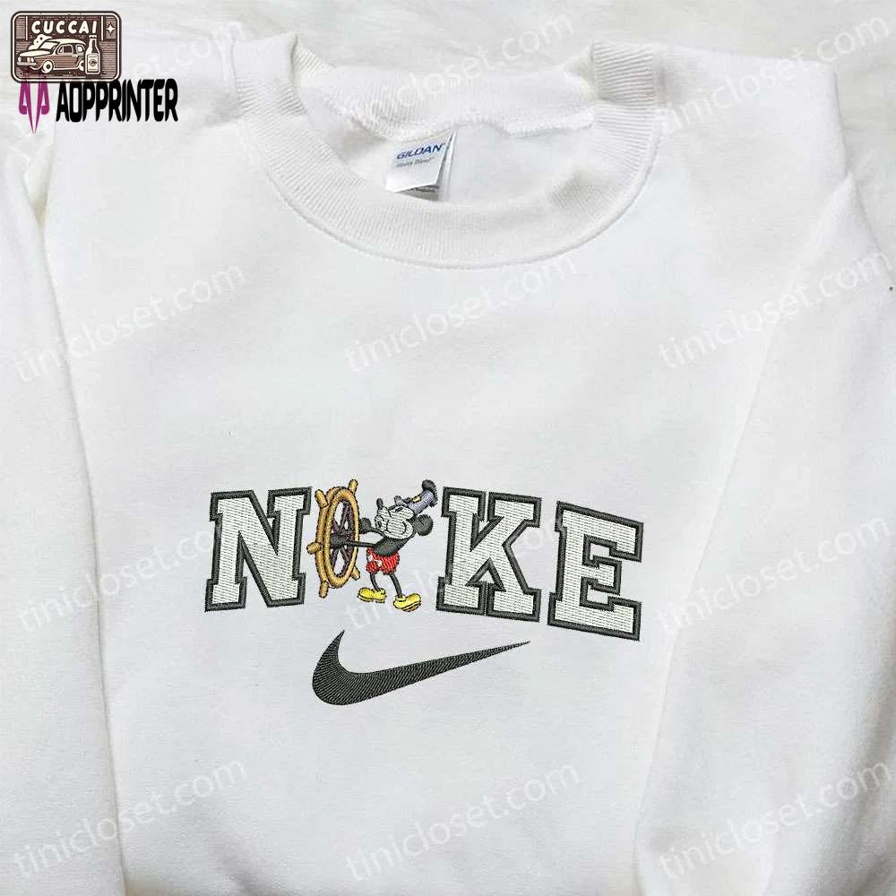 Mickey mouse x nike cartoon embroidered tshirt: disney characters & nike inspired shirt Embroidered Shirt