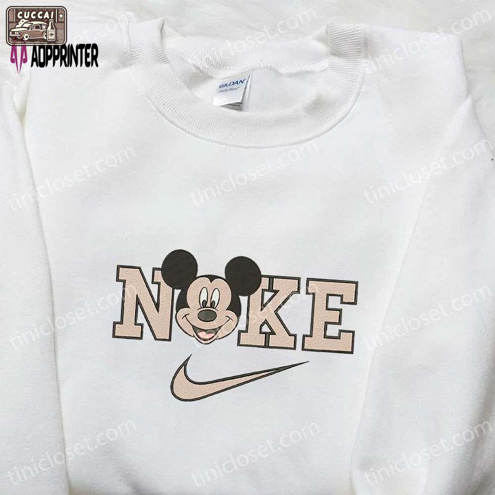 Mickey mouse x nike cartoon hoodie: best birthday gift nike-inspired embroidered shirt Embroidered Shirt