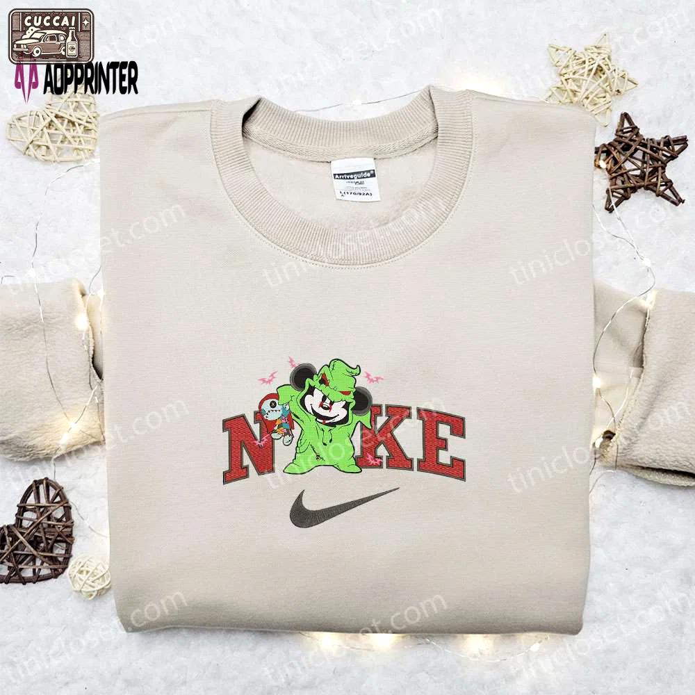 Mickey oogie boogie halloween x nike embroidered sweatshirt – horror movie shirt best halloween gift ideas Embroidered Shirt