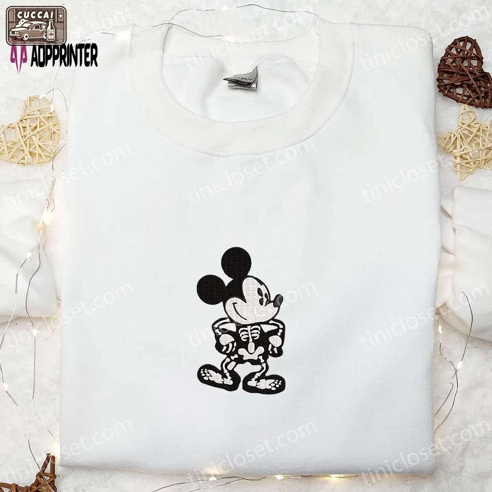 Mickey skeleton halloween embroidered shirt – spooky disney gift for the whole family! Embroidered Shirt