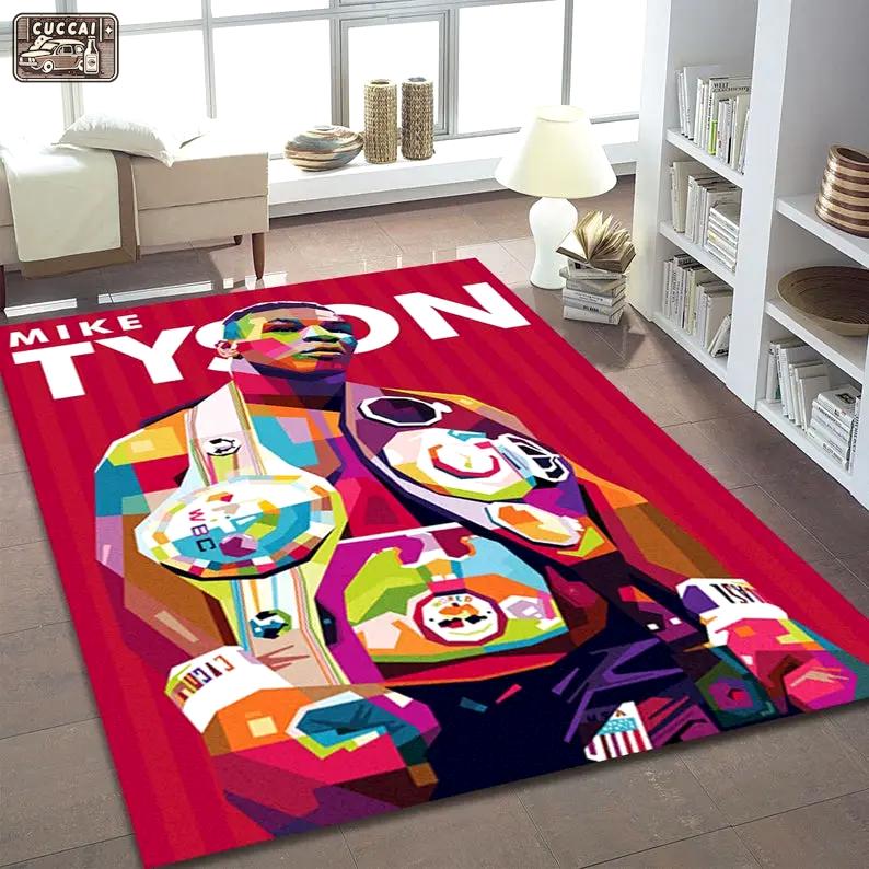 Mike tyson rug mike tyson retro inspired boxing art floor rug sport room carpet decor Rectangle Rug