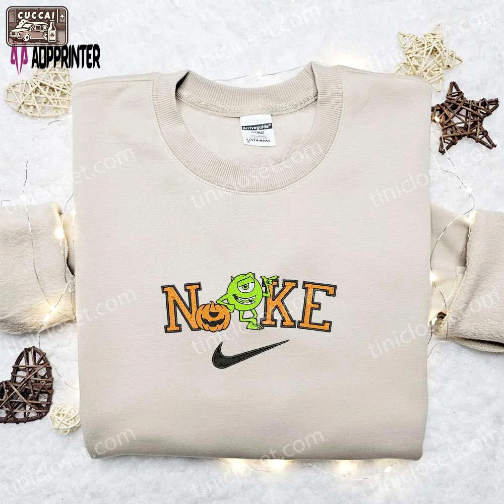 Mike wazowski pumpkin halloween x nike embroidered sweatshirt – best halloween gift Embroidered Shirt