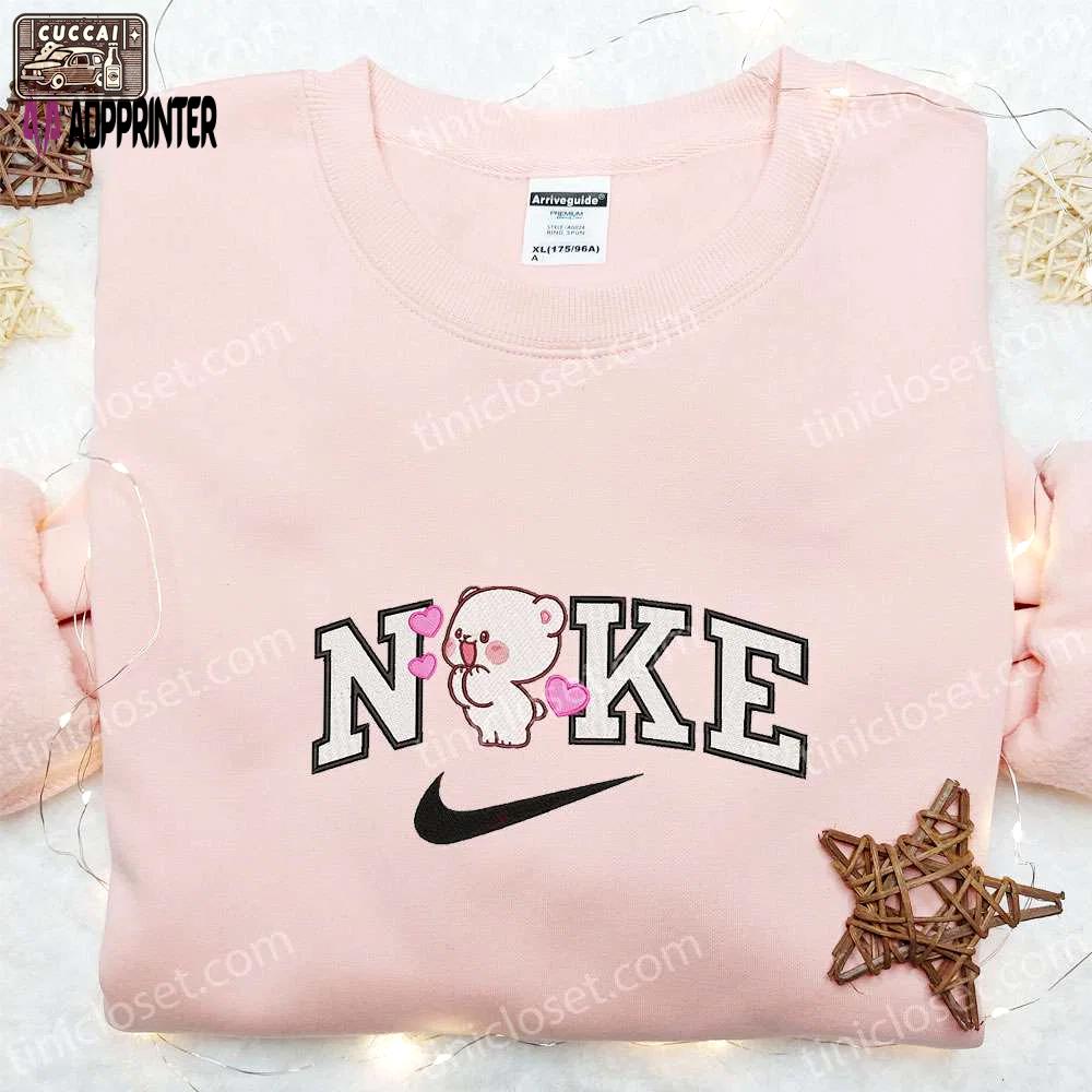 Milk bear x nike embroidered shirt couple hoodie valentine t-shirt – unique & trendy apparel Embroidered Shirt