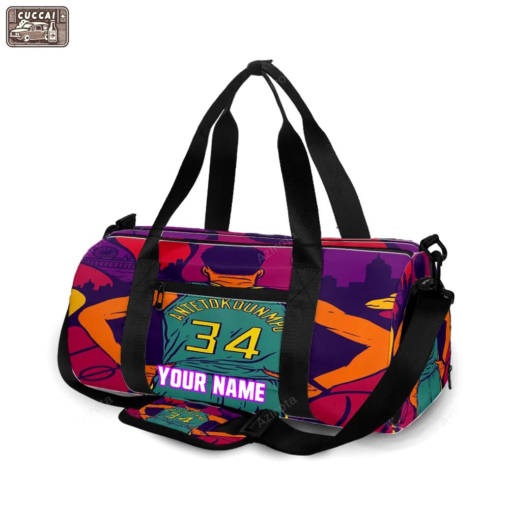 Milwaukee bucks 34 giannis antetokounmpo v36 personalized name travel bag gym bag 366 Travel Bag