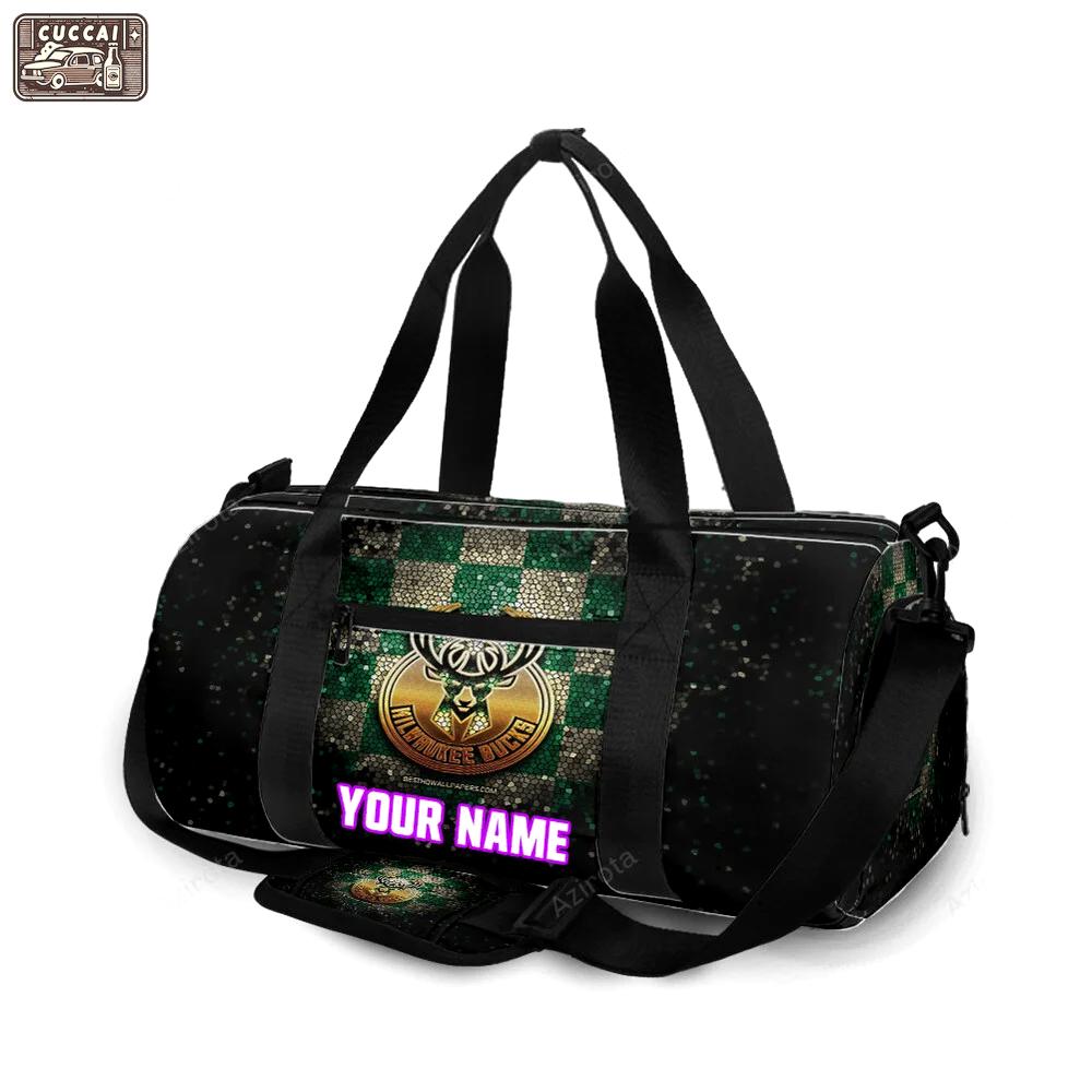 Milwaukee bucks emblem v16 personalized name travel bag gym bag 2054 Travel Bag
