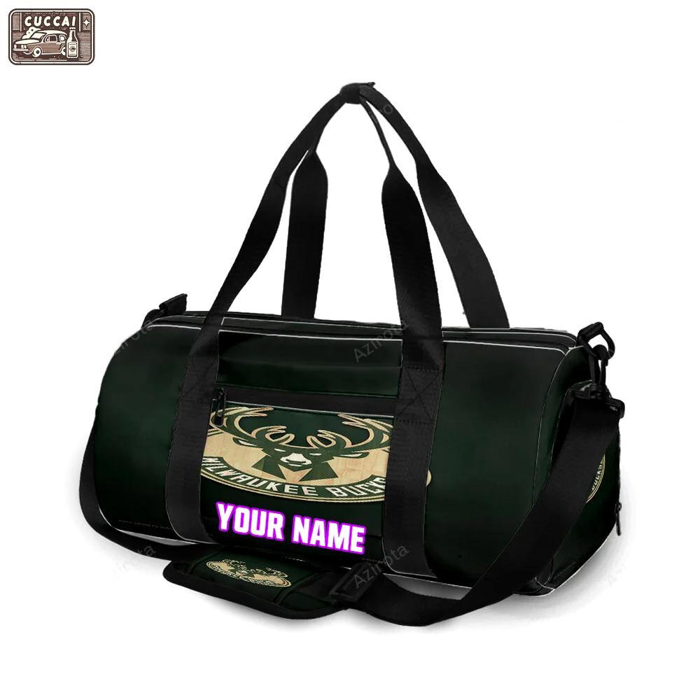 Milwaukee bucks emblem v18 personalized name travel bag gym bag 1649 Travel Bag