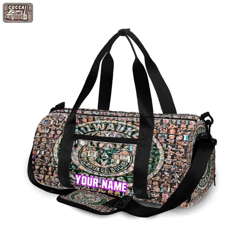 Milwaukee bucks emblem v40 personalized name travel bag gym bag 1164 Travel Bag