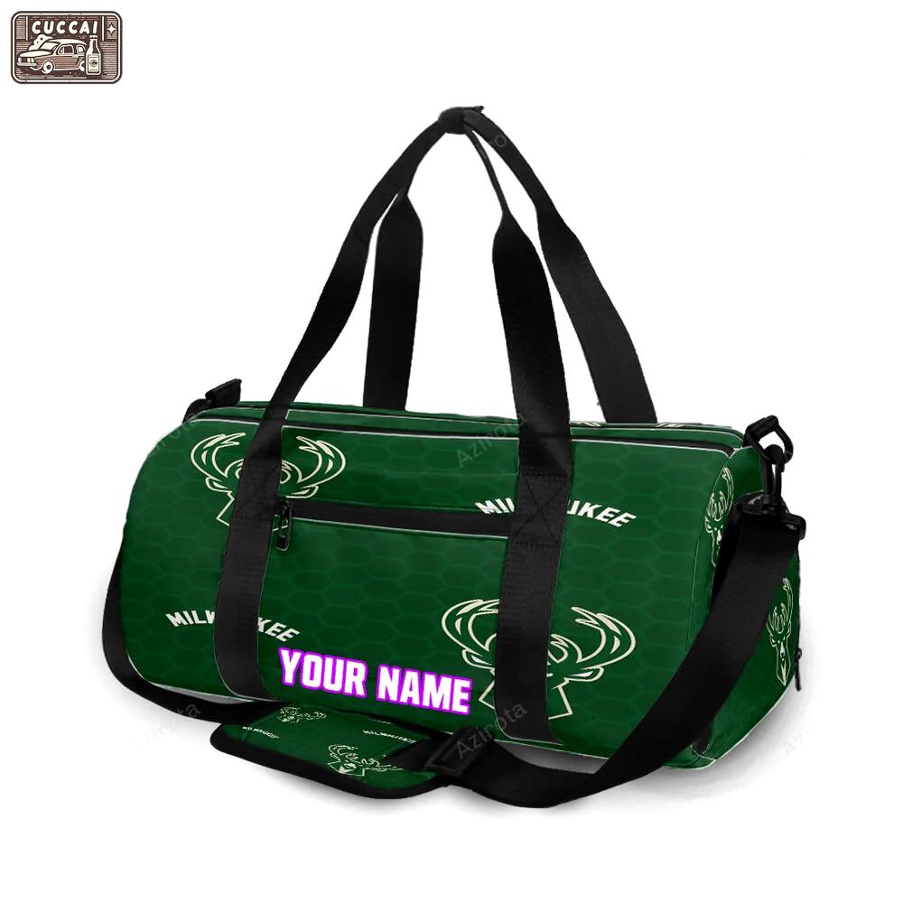 Milwaukee bucks emblem v44 personalized name travel bag gym bag 2050 Travel Bag