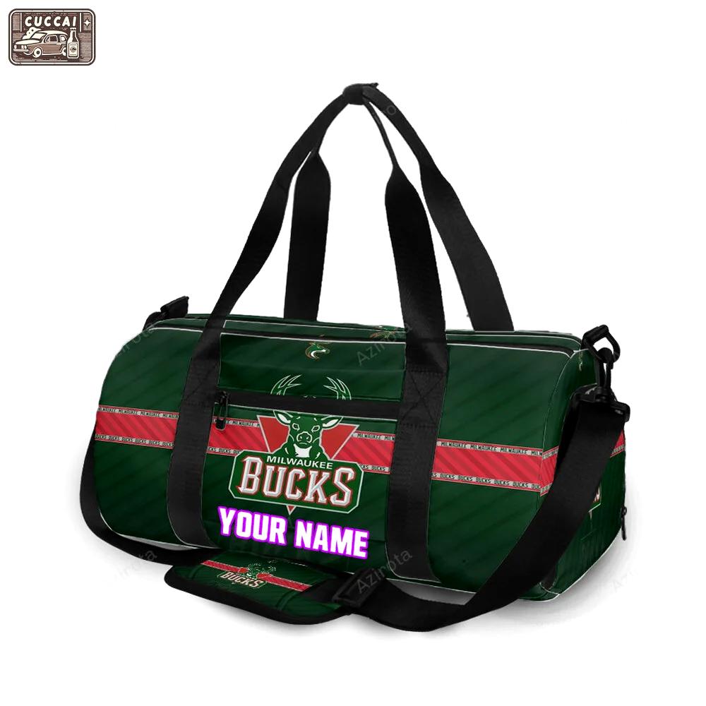 Milwaukee bucks emblem v7 personalized name travel bag gym bag 1627 Travel Bag