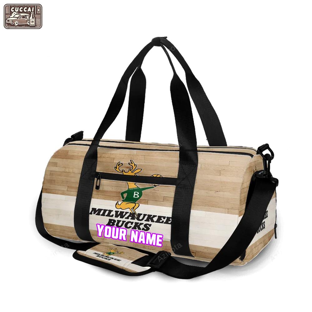 Milwaukee bucks mascot v23 personalized name travel bag gym bag 972 Travel Bag
