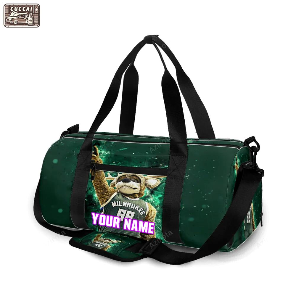 Milwaukee bucks mascot v48 personalized name travel bag gym bag 1630 Travel Bag