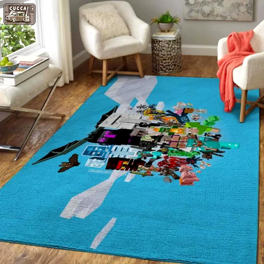 Minecraft area rug living room rug home decor gaming home decor Rectangle Rug