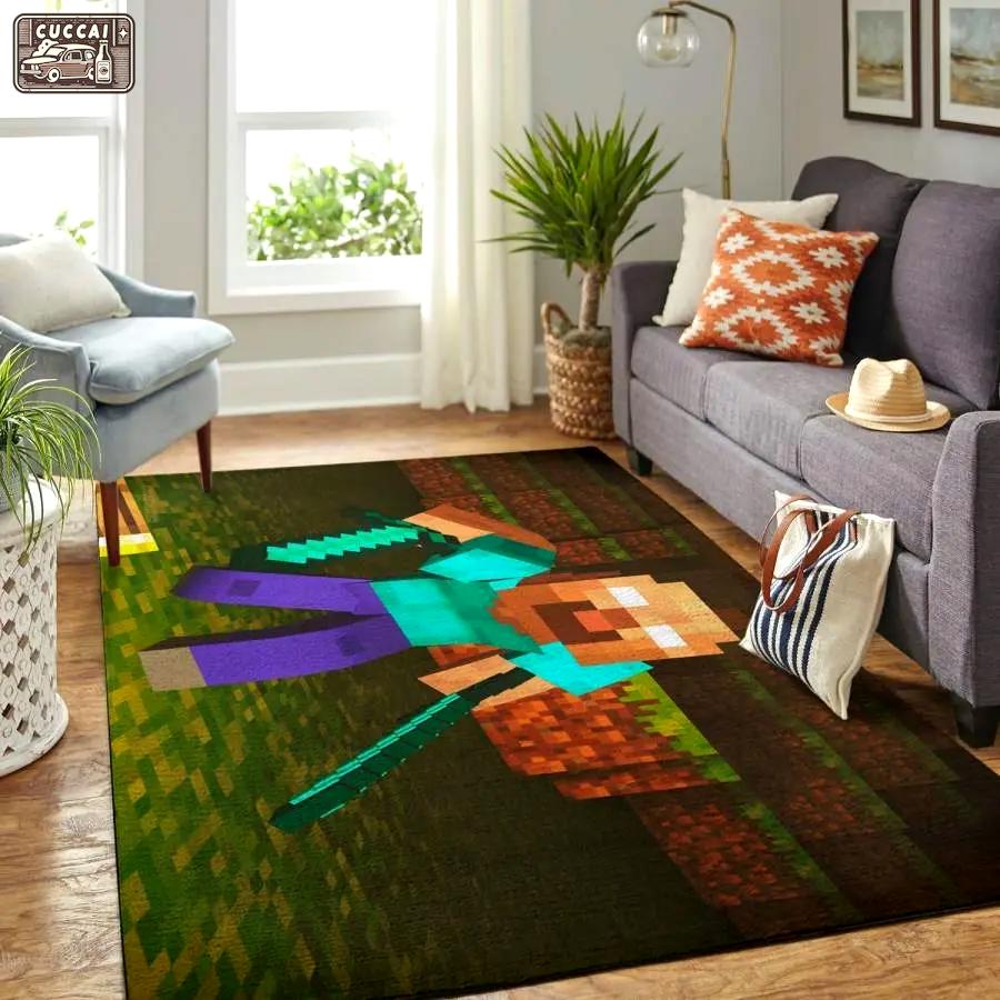 Minecraft area rug living room rug home decor video game gfd 191207 Rectangle Rug