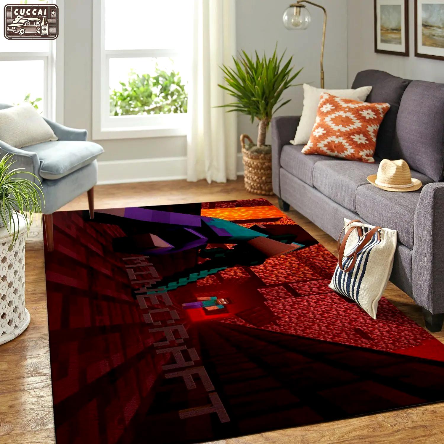 Minecraft area rug video game carpet gamer living room rugs rug regtangle carpet floor decor home decor v229 Rectangle Rug