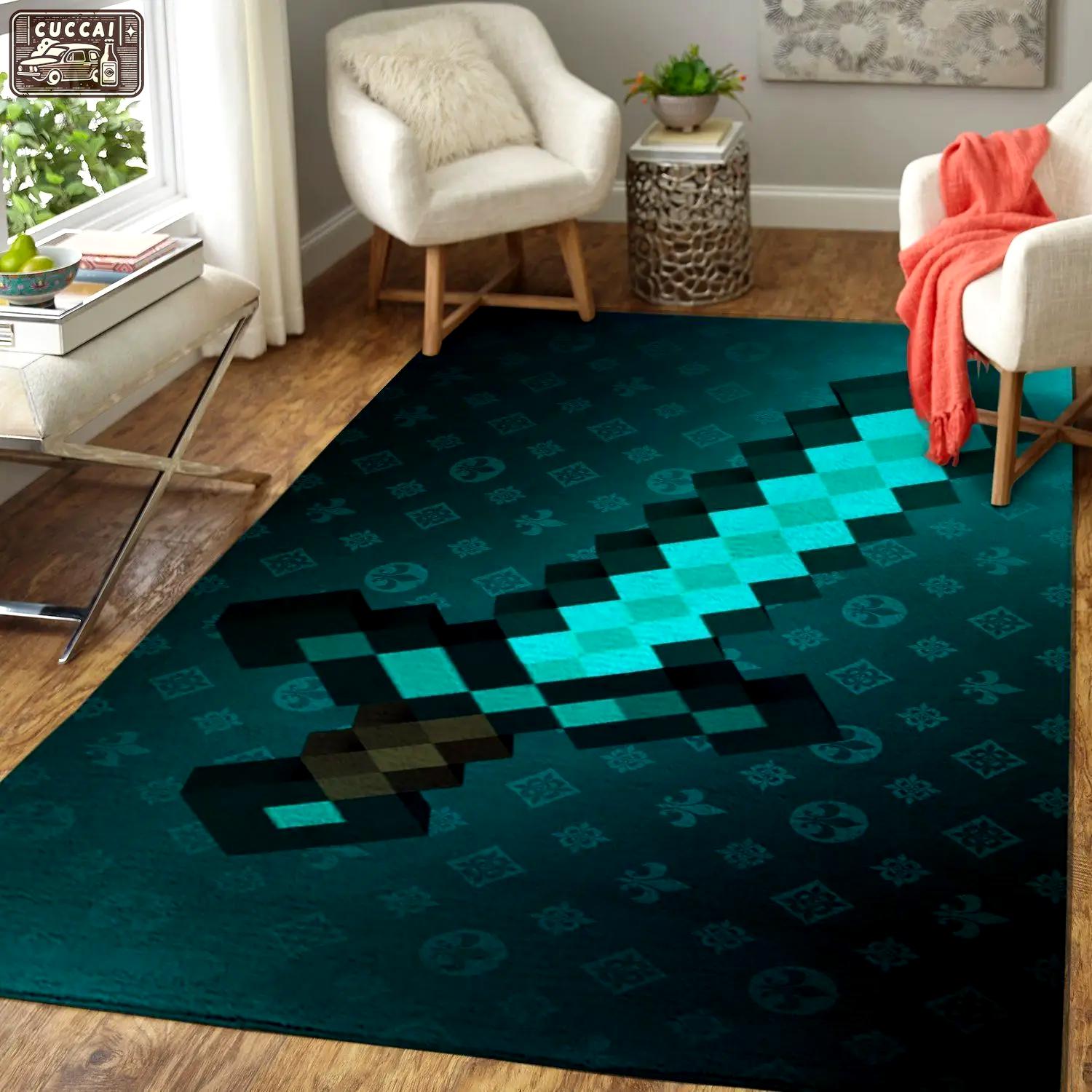 Minecraft area rug video game carpet gamer living room rugs rug regtangle carpet floor decor home decor v242 Rectangle Rug