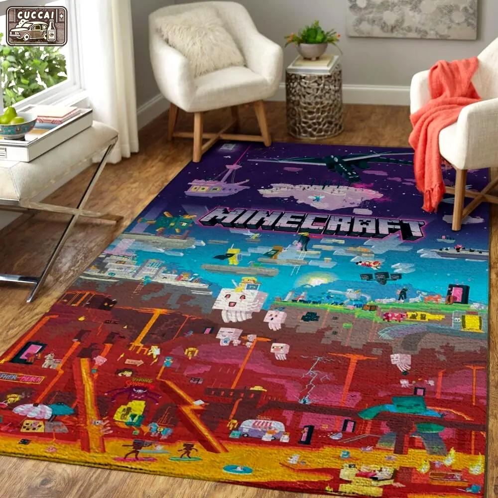 Minecraft area rug video game carpet gamer living room rugs rug regtangle carpet floor decor home decor v253 Rectangle Rug