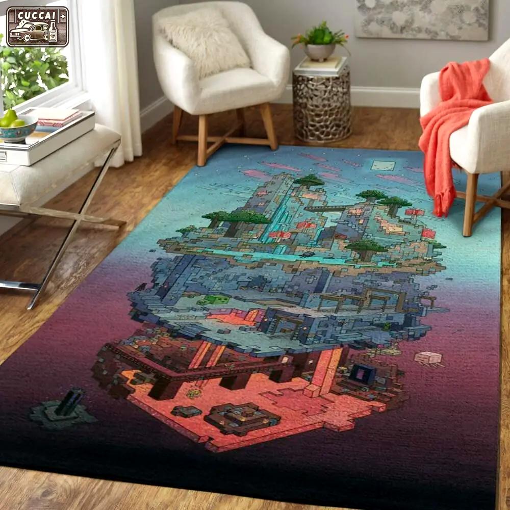 Minecraft area rug video game carpet gamer living room rugs rug regtangle carpet floor decor home decor v258 Rectangle Rug