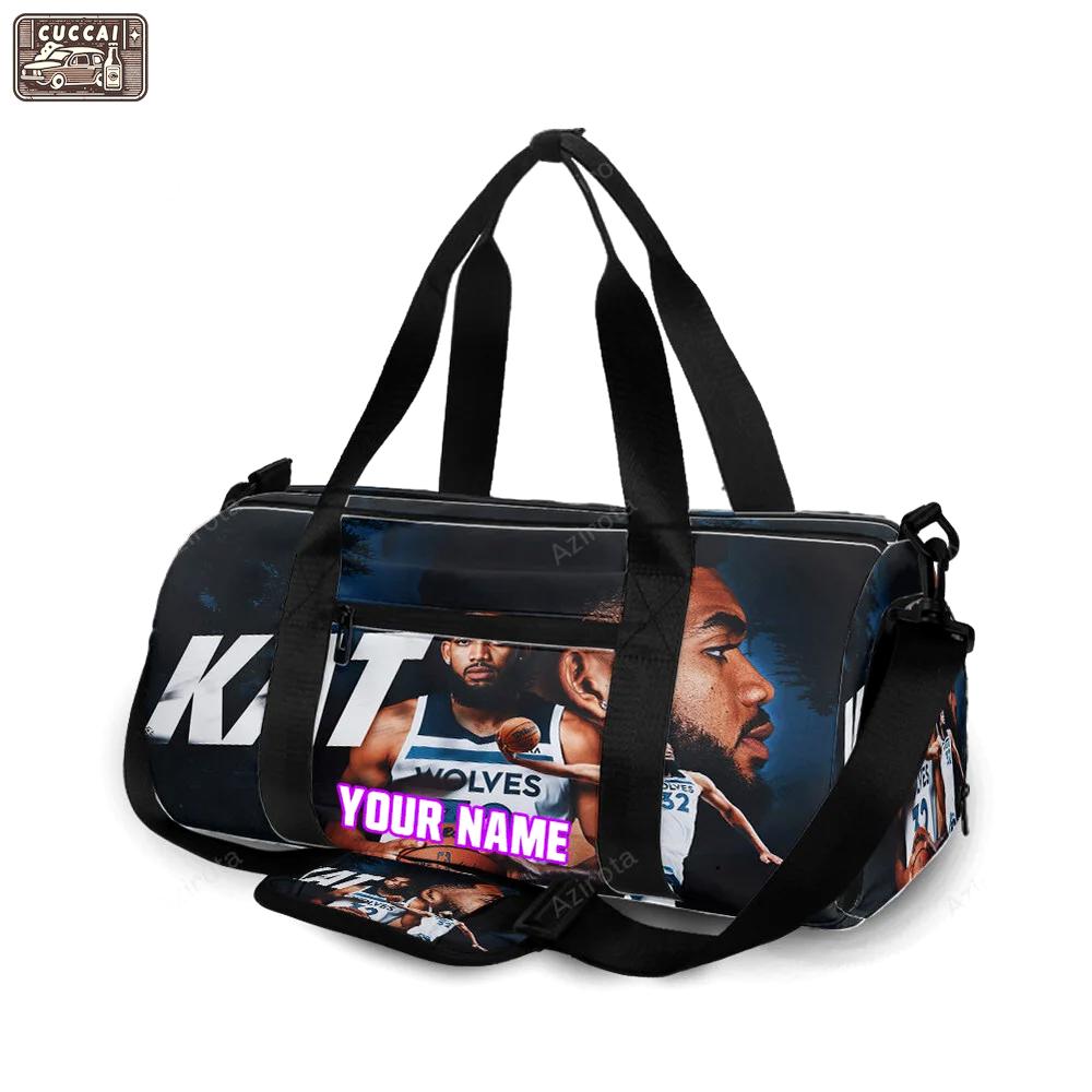 Minnesota timberwolves 32 karl anthony towns v31 personalized name travel bag gym bag 1770 Travel Bag