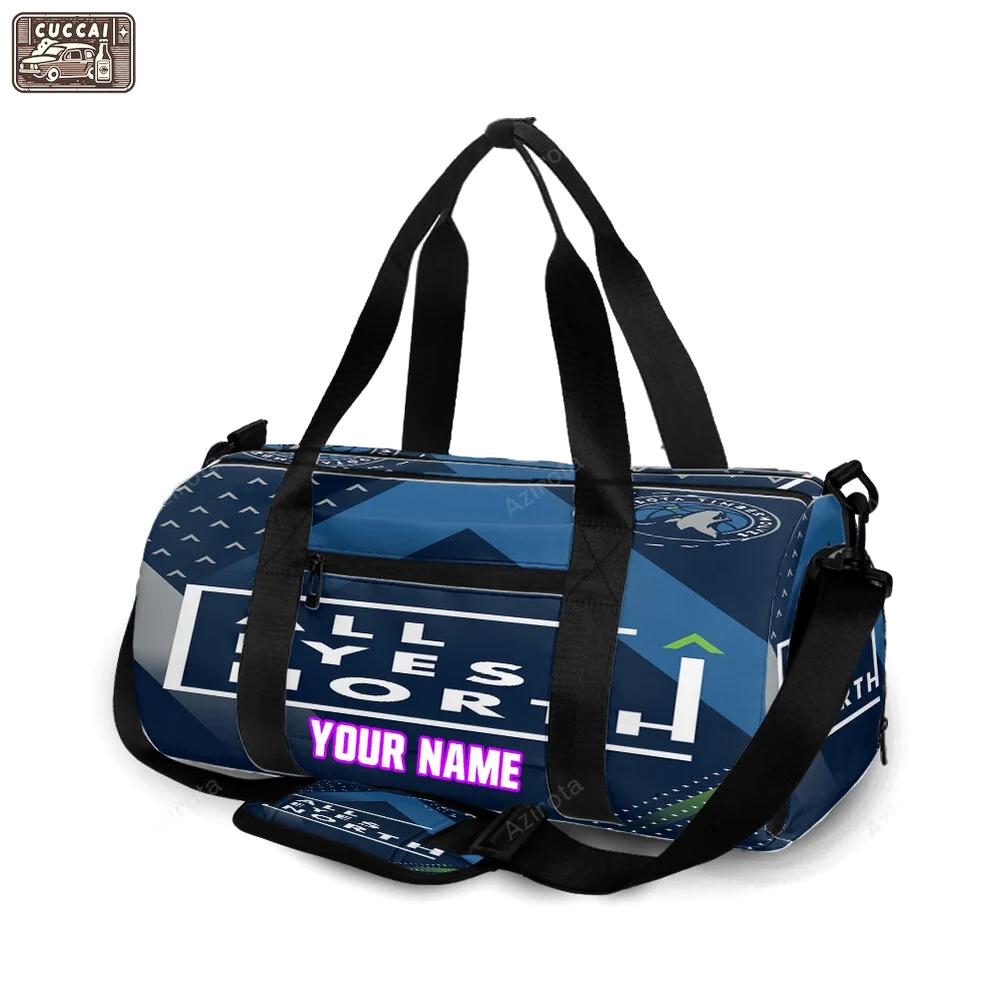 Minnesota timberwolves all eyes north v20 personalized name travel bag gym bag 1403 Travel Bag