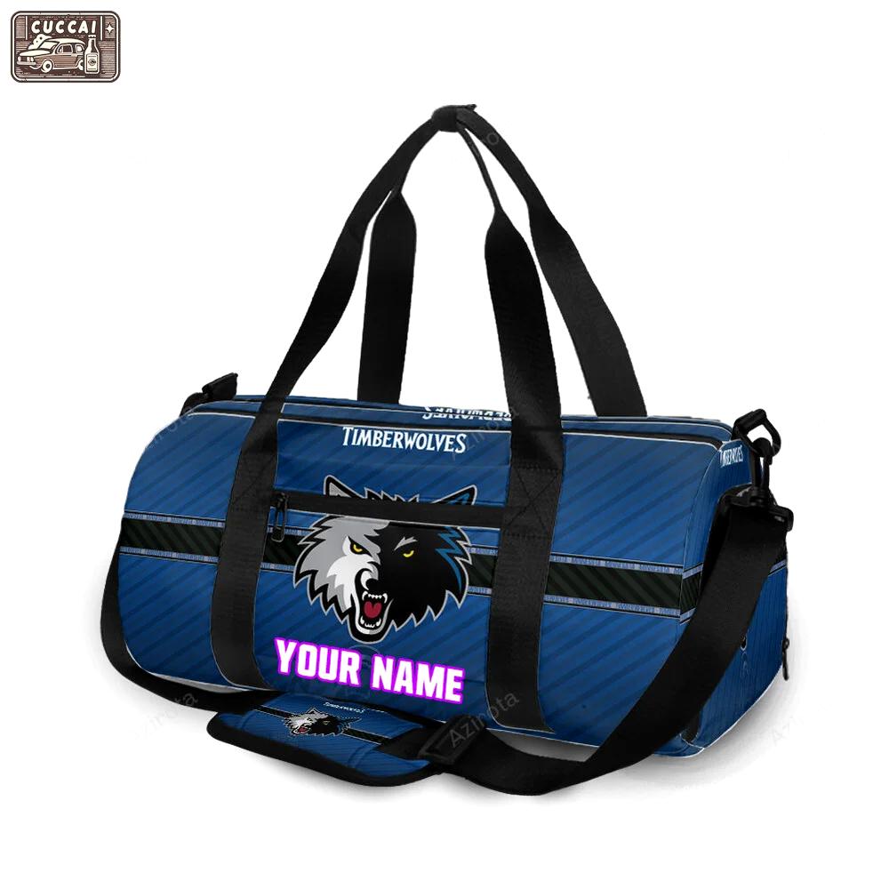 Minnesota timberwolves emblem v10 personalized name travel bag gym bag 1028 Travel Bag